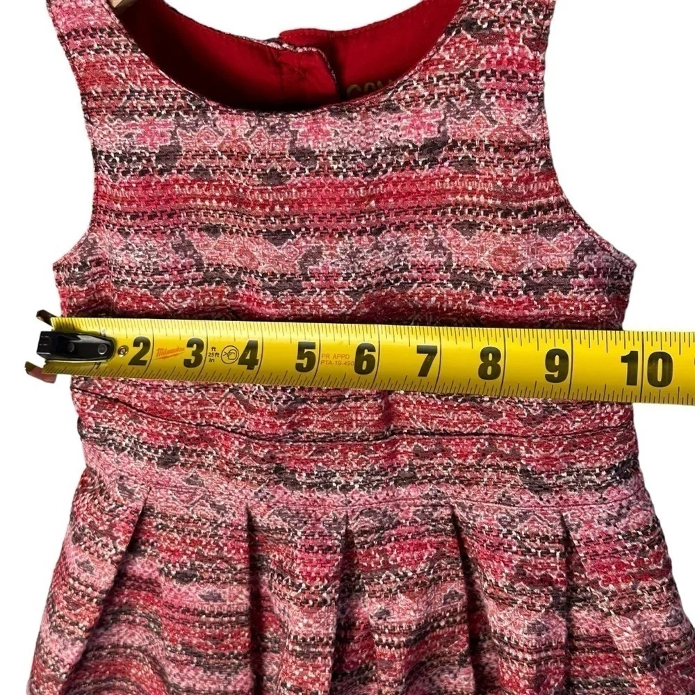 Oshkosh Toddler Girl  Dress Pink Red Woven Pleated Fall Holiday Size 3T